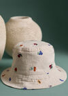 Embroidered Fruit Cotton Bucket Hat, White, large