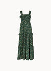 Ditsy Floral Smocked Maxi Dress, Green, large