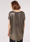 Oversized Metallic Sparkle Top, Silver, large