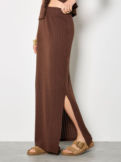 Pointelle Knit Column Maxi Skirt