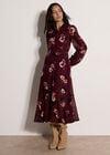 Floral Print Chiffon Midi Dress, Plum, large