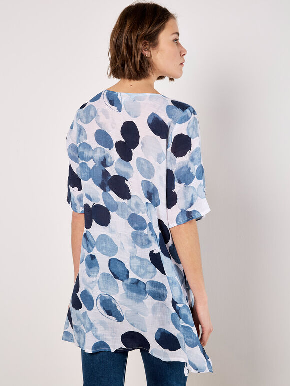 Paint Circles Oversized Tunic Top, Navy, large
