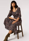 Paisley Print Midi Dress, Black, large
