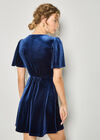 Empire Waist Velvet Mini Dress, Navy, large