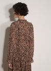 Paisley Chiffon Ruffle Blouse, Brown, large