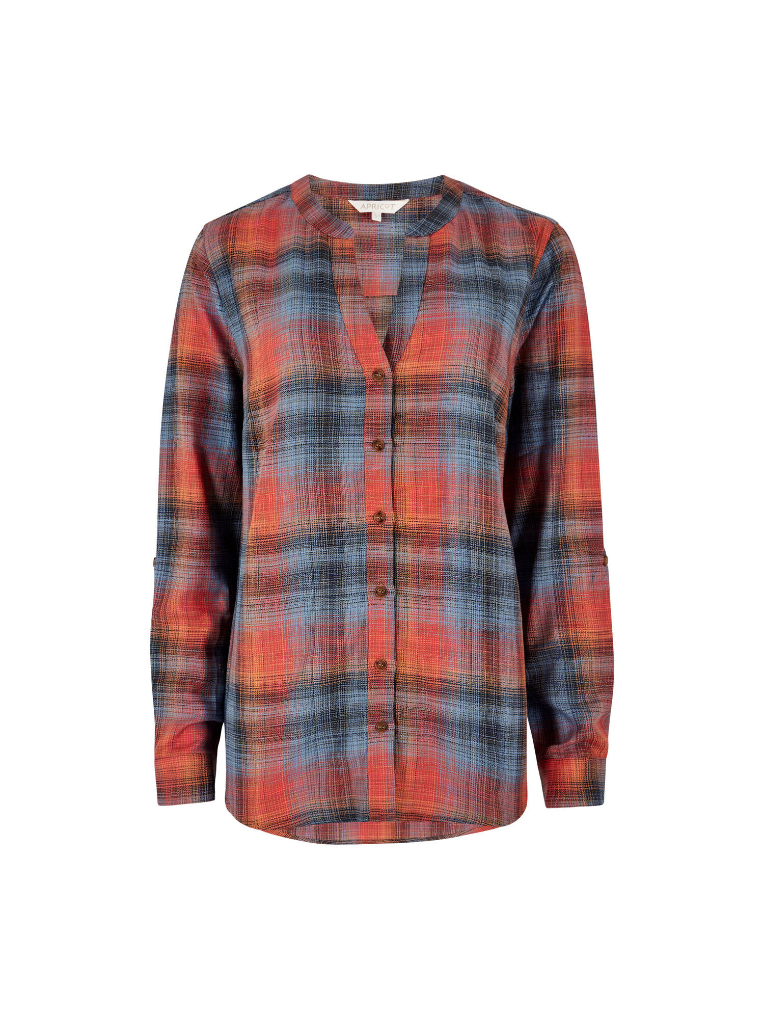Grandad Collar Check Shirt | Apricot Clothing