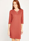 Lattice Front Tunic Dress, Burgundy, large