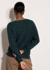 Cable Stripe Batwing Aran Jumper, Pine Green, large