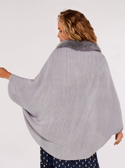 Faux Fur Trim Cocoon Shrug