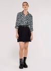 Patch Pocket Mini Skirt, Black, large