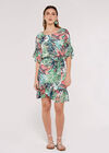 Painterly Tropical Mini Dress, Cream, large
