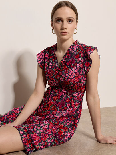Ruffle Floral Patchwork Mini Dress