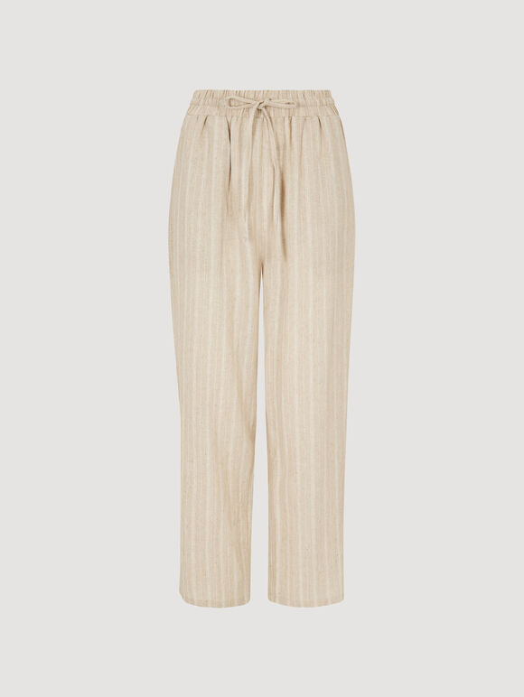 Linen Blend Stripe Joggers, Stone, large