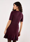 Ribbed Knit Fit And Flare Mini Dress, Burgundy, large