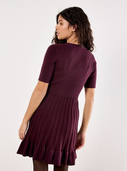 Ribbed Knit Fit And Flare Mini Dress