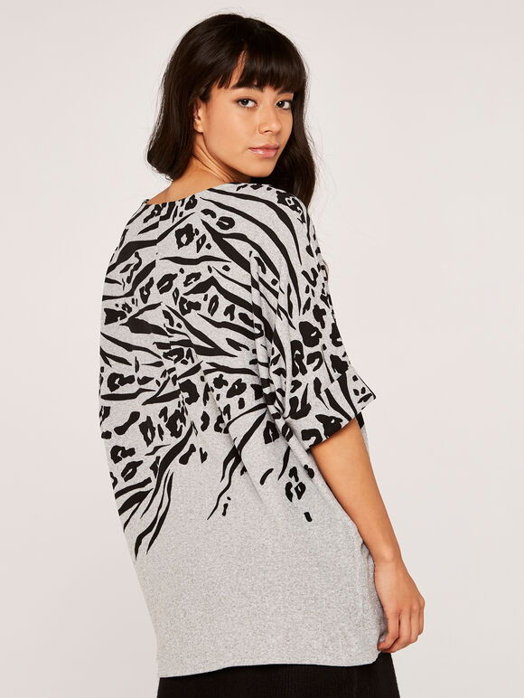 Leopard And Zebra Batwing Top, Grey, large