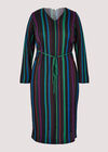 Curve Stripe Knitted Midi Dress, Black, large