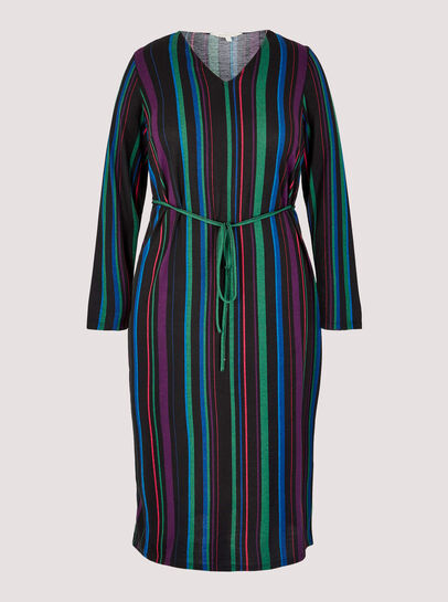 Curve Stripe Knitted Midi Dress