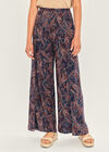 Paisley Wrap Split Leg Trousers, Navy, large