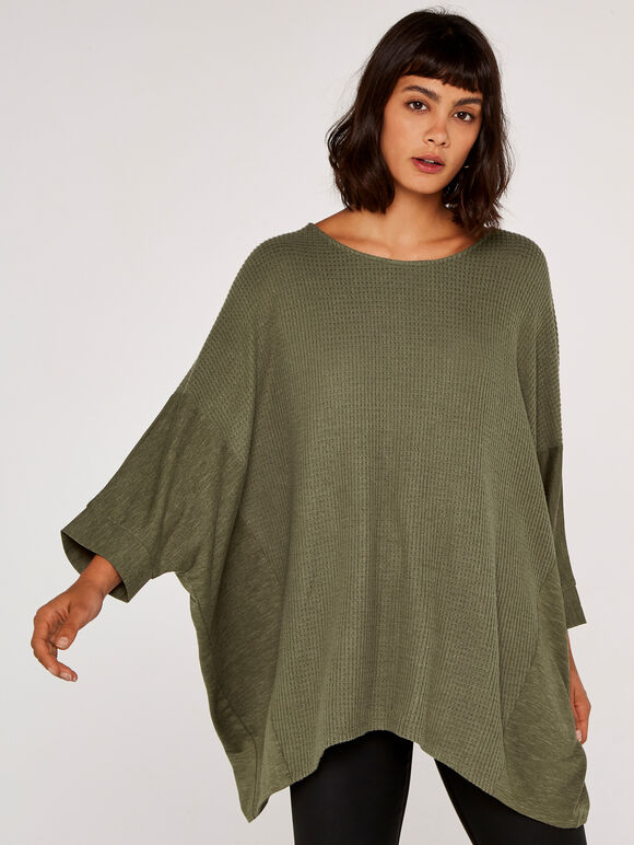 Waffle Slub Top, Khaki, large