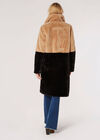 Reversible Suede Faux Fur Coat, Stone, large
