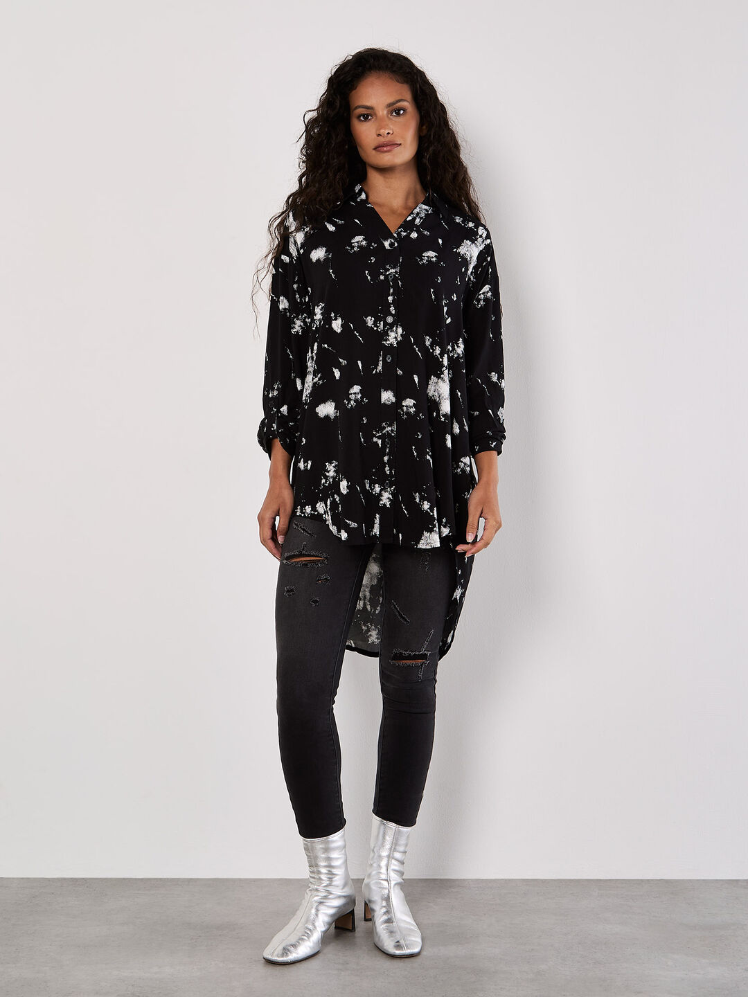 Image of Paint Print Oversized Tunic Top