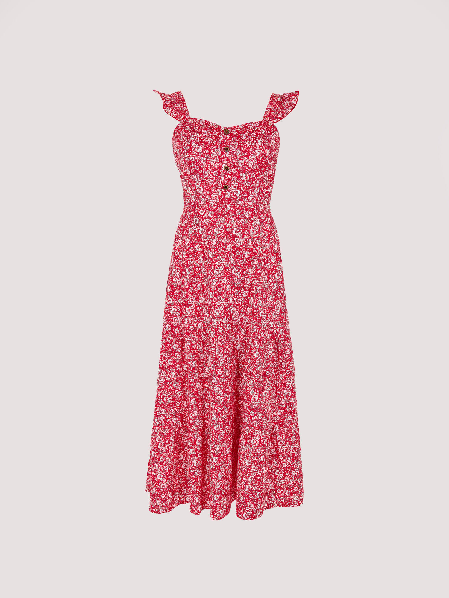 Red ditsy floral split midi dress deals