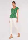 Ditsy Milkmaid Top, Green, large