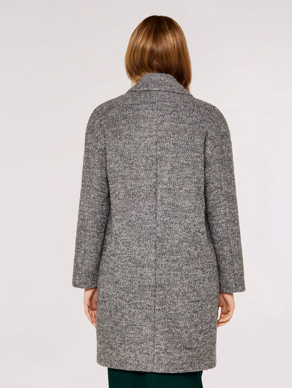 Double-Breasted Boucle Coat, Grey, large
