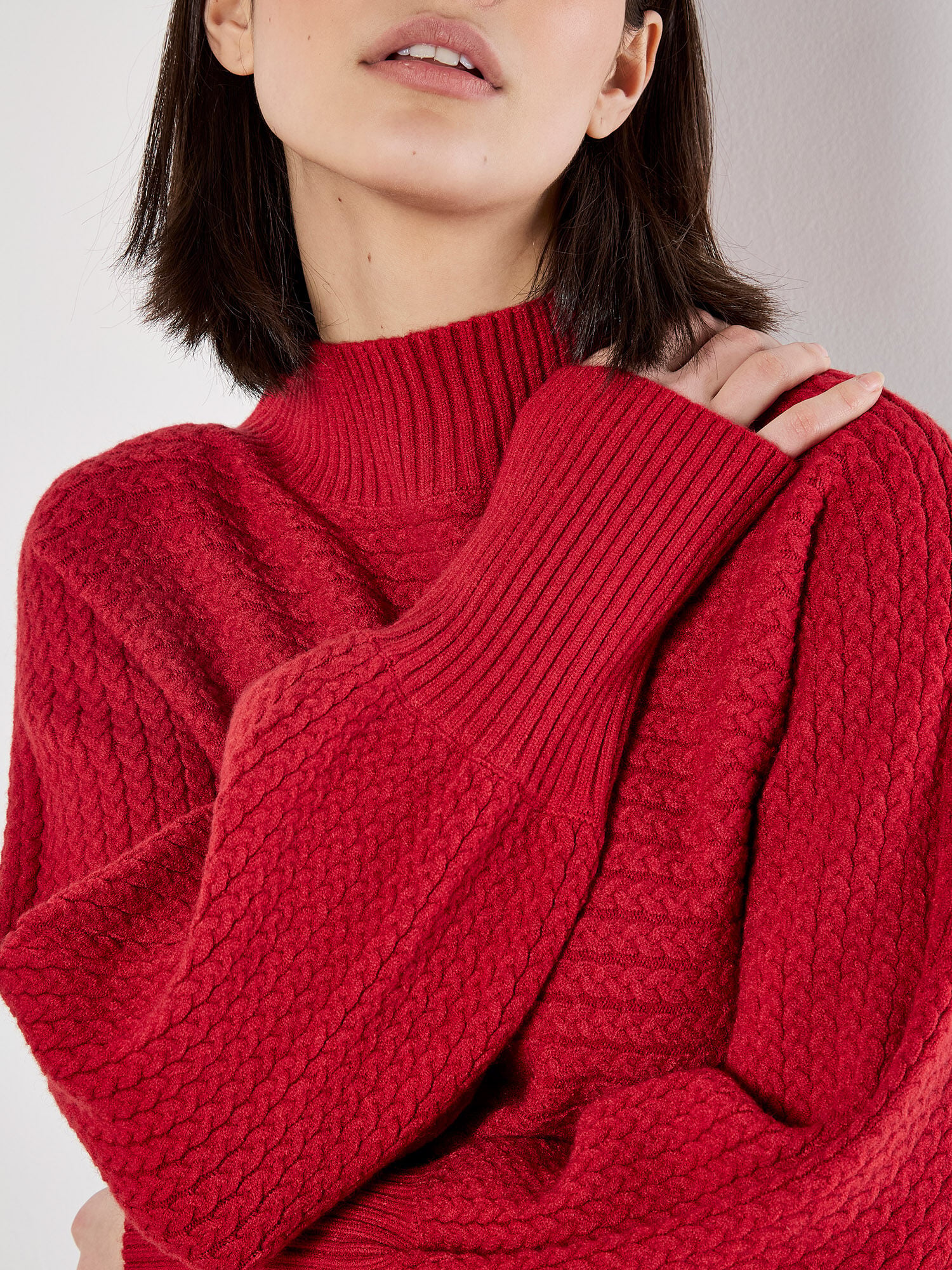 Twisted Cable Knit Batwing Jumper | Apricot Clothing