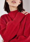 Twisted Cable Knit Batwing Jumper, Red, large