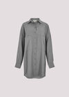 Pinstripe Oversized Shirt Mini Dress, Grey, large