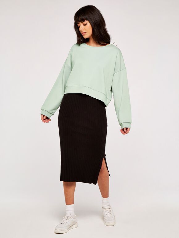 Cropped Sweatshirt, Green, large