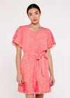 Dot Pleats Details Dress, Coral, large