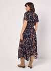 Sarasa Floral Shirt Midi Dress, Navy, large