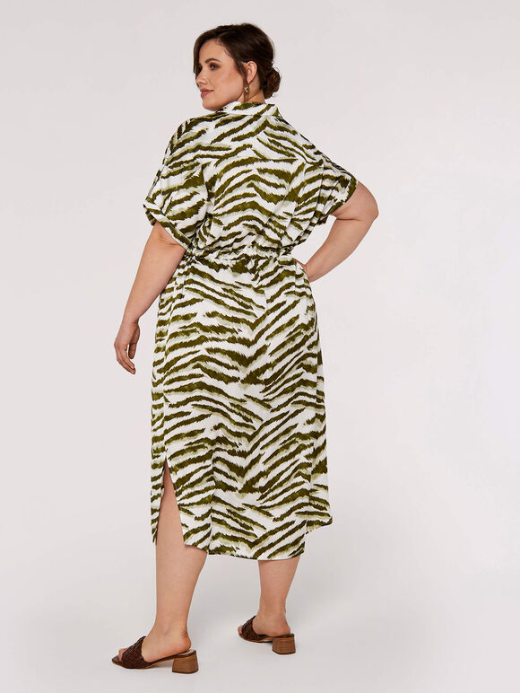 Curve Tiger Midi Dress, Khaki, large
