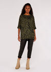 Zebra Leopard Batwing Top, Khaki, large