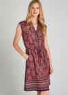 Red  Baroque Border Zip Dress, Red, large
