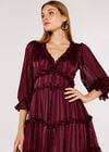 Ruffle Tiered Mini Dress, Burgundy, large