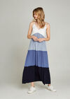 Blue Colourblock Maxi Dress, Blue, large
