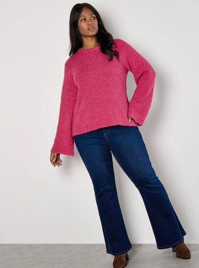 Curve Bell Sleeve Boucle Jumper