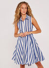 Stripe Tie Shirt Dress, Blue, large