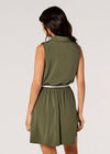 Sleeveless Shirt Mini Dress, Khaki, large