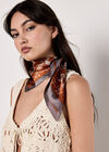 Satin Printed Scarf, Orange, large