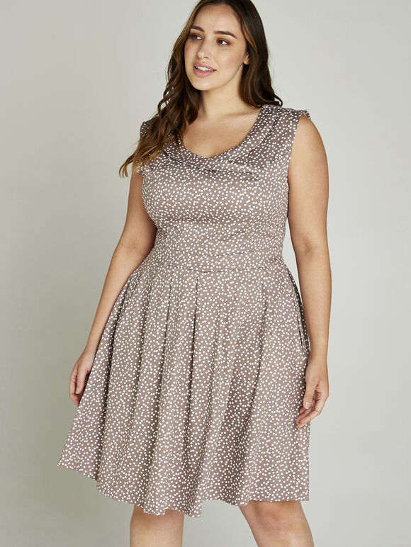 Stone Scattered Polka Dot Dress +, Stone - Beige, large