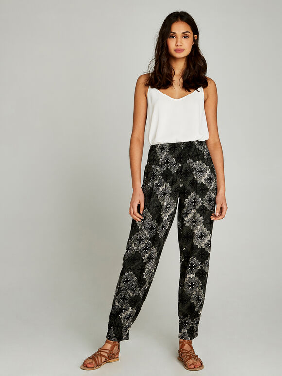 Khaki Layered Paisley Tile Joggers, Khaki, large