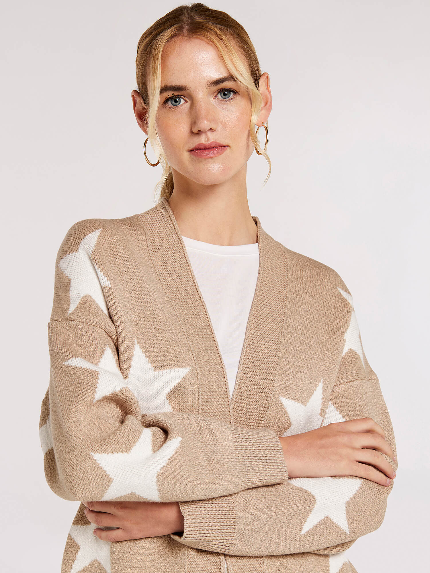 Stargaze Jacquard Cardigan Apricot Clothing
