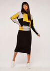 Colour Block Mock Neck Jumper, Mustard, large