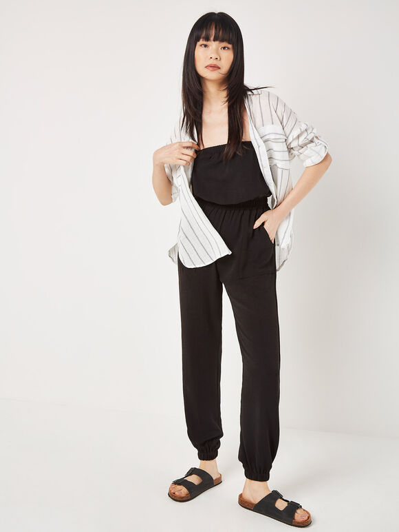 Utility Bandeau Jumpsuit, Black, large