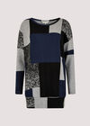 Colourblock Oversized Top, Navy, large